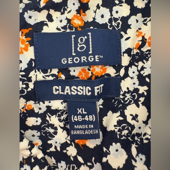 George Floral Classic Fit Shirt - Dark Blue, Orange, White - Picture 2 of 6